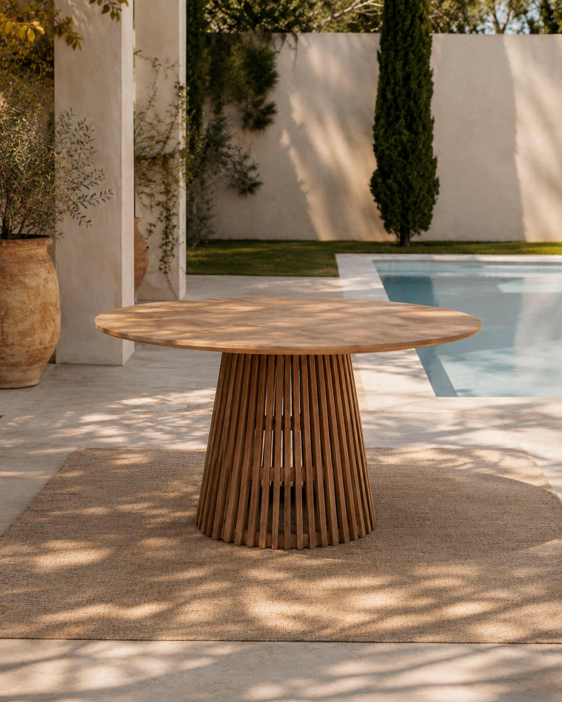 Ronde teak dining tafel Co Beachclub